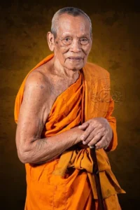 Portrait of LP Phat, Thai monk of 101 years in robes